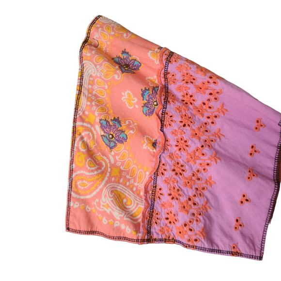 Free People Feelin’ It Embroidered Patchwork Top | Black & Brown | Boho Chic M - Picture 8 of 13